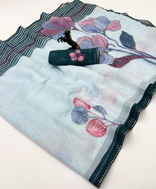 Vastrangan pure linen saree online wholesale clothing